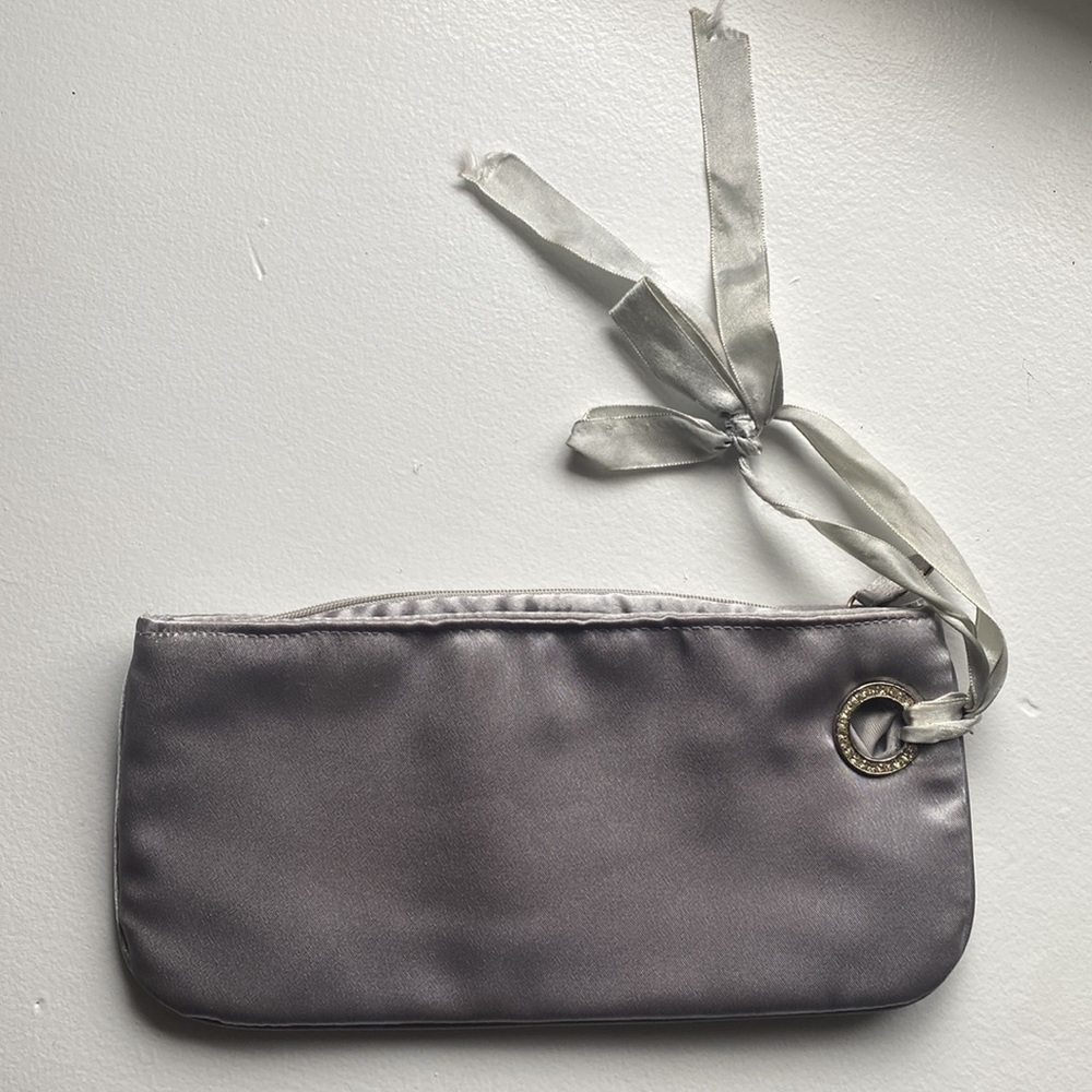 Silver evening wristlet bag
